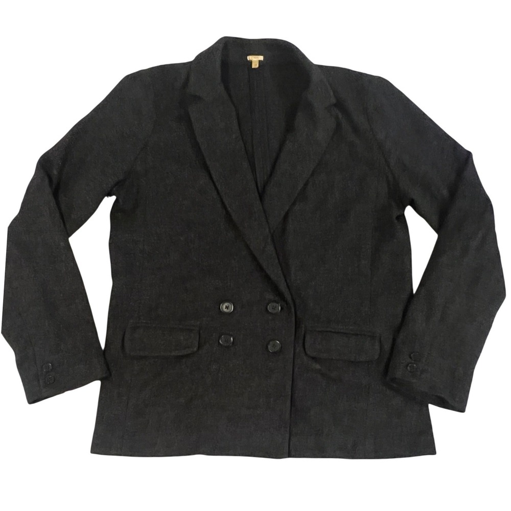 J.Crew Womens 100% Wool Double Breasted Blazer Charcoal Grey Size 12 Office Wear
